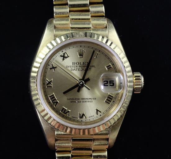 A ladys 18ct gold Rolex Oyster Perpetual wrist watch,